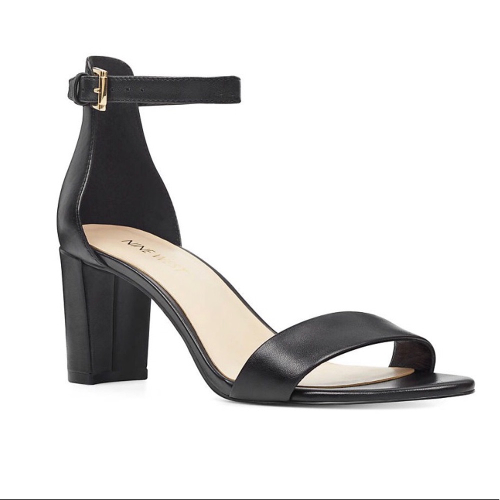 NINE WEST PRUCE Black Leather Sandals